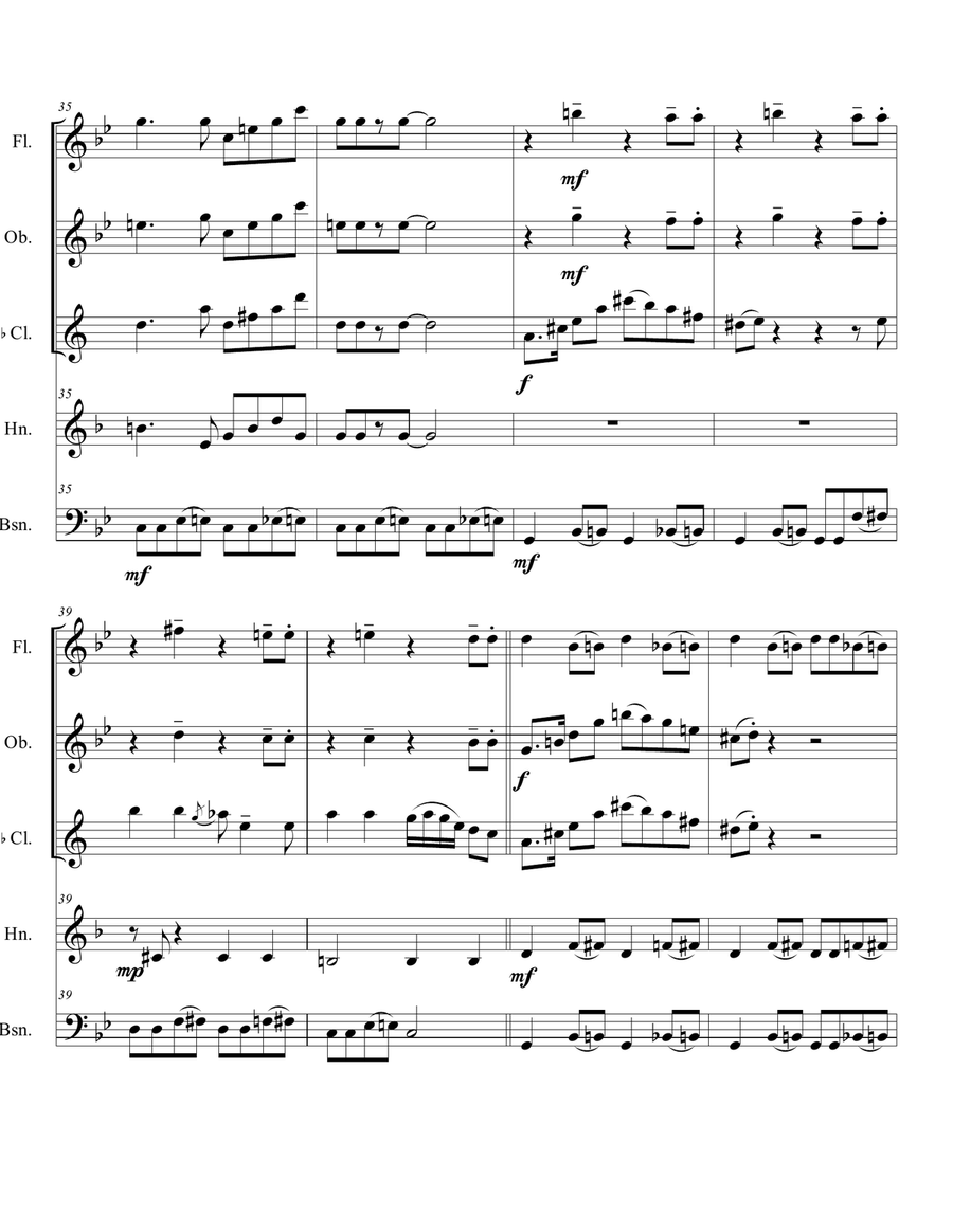 Baby Elephant Walk Woodwind Quintet scores gallery preview page 6