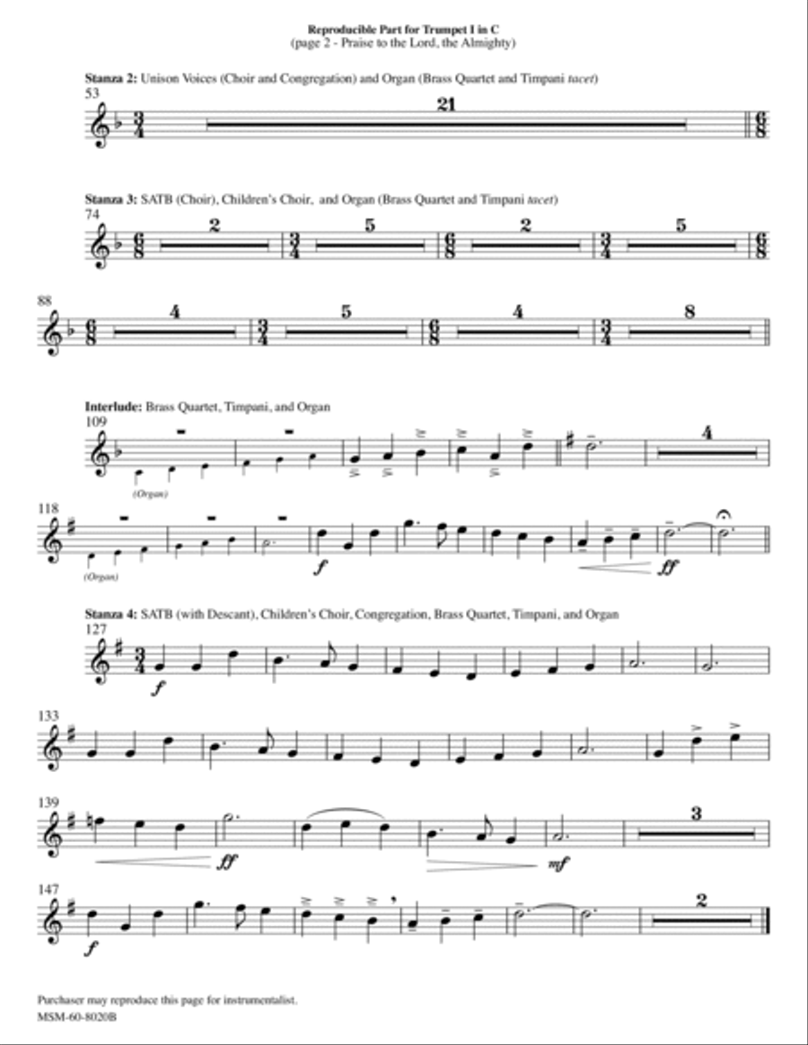Praise to the Lord, the Almighty Choir scores gallery preview page 4