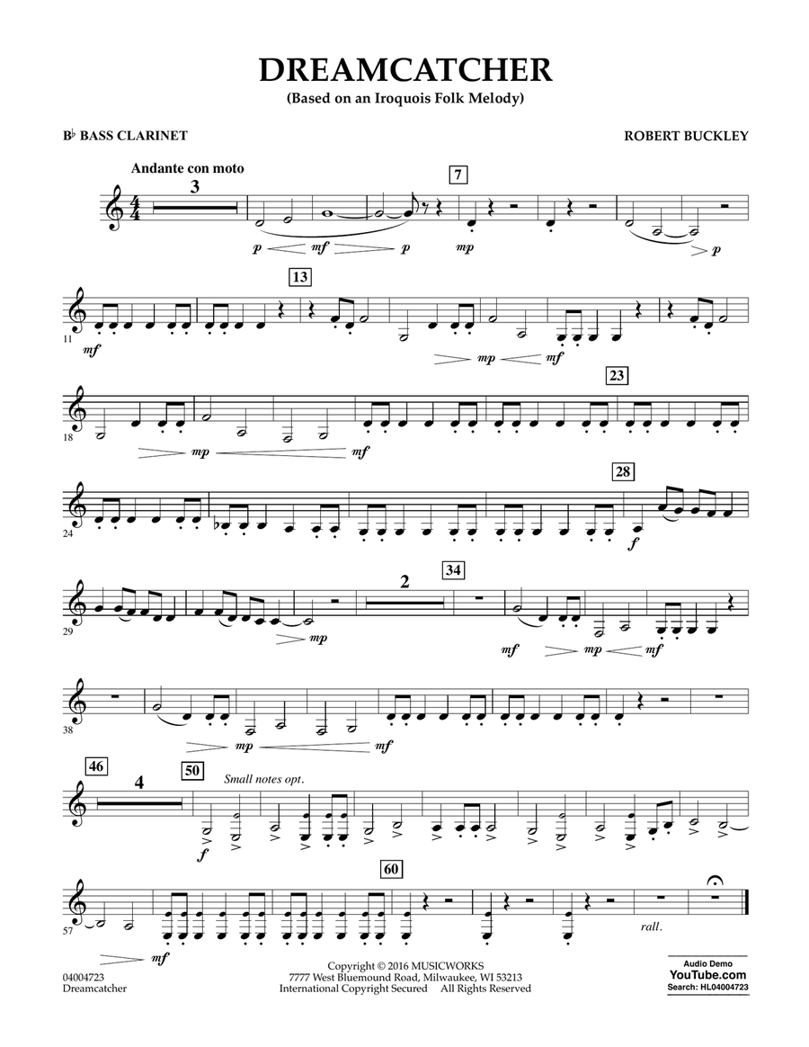 Dreamcatcher - Bb Bass Clarinet Concert Band scores gallery preview page 1