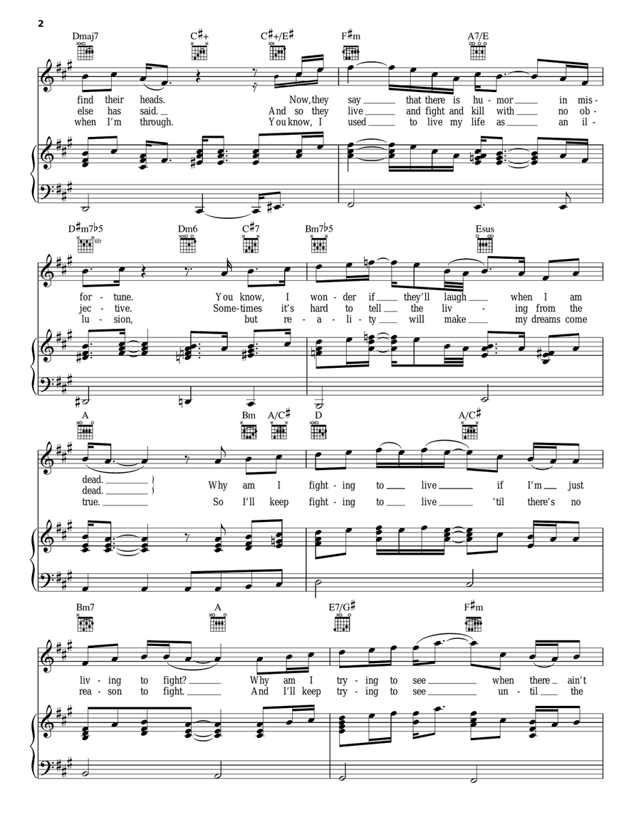 Dying To Live Piano, Vocal, Guitar scores gallery preview page 2