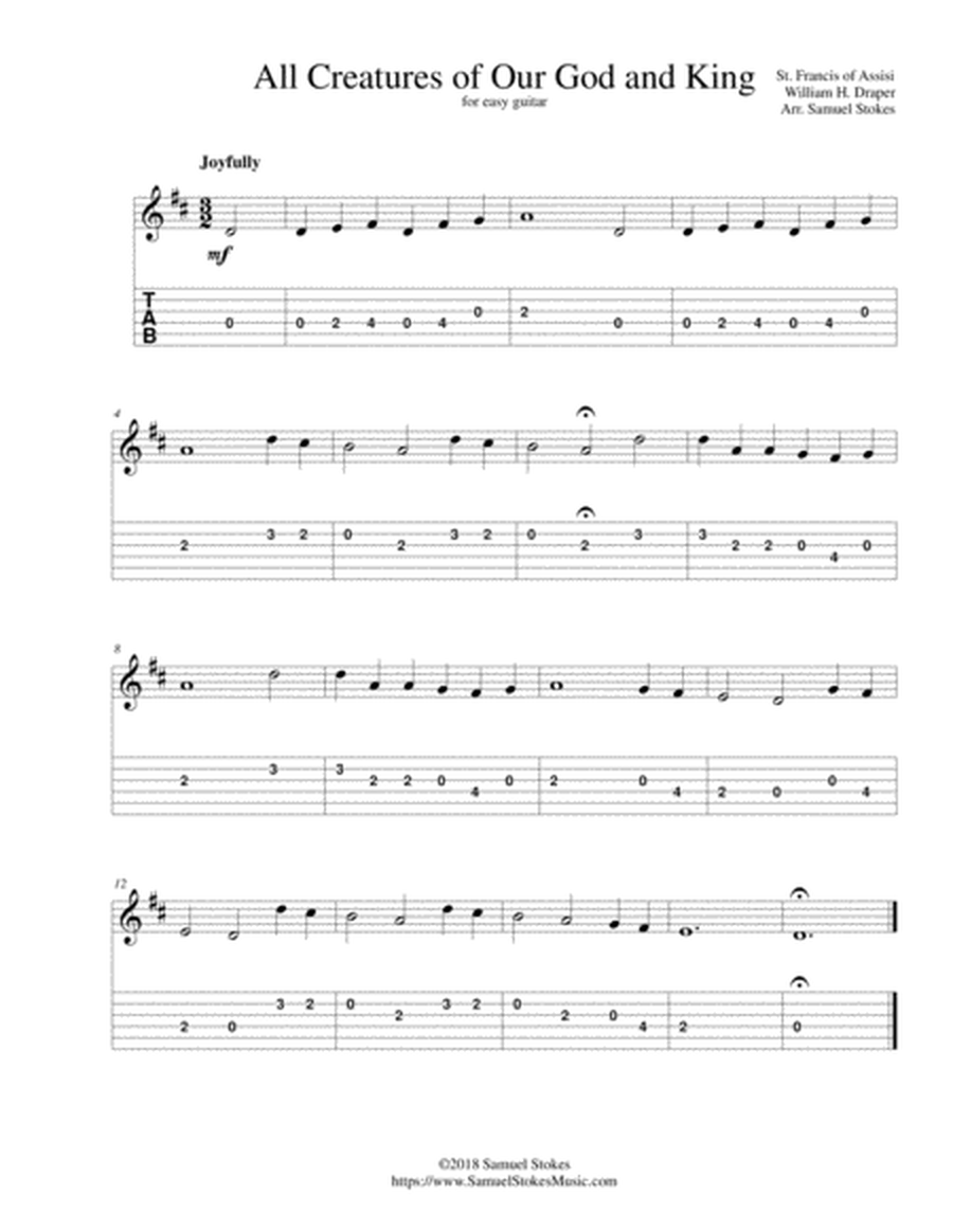 All Creatures of Our God and King - for easy guitar with TAB image number null