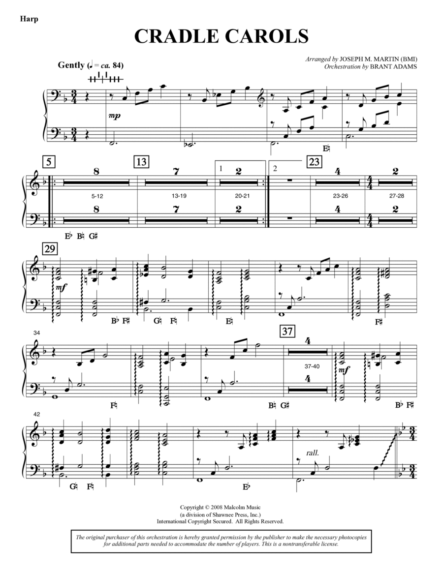 Cradle Carols (from Carols For Choir And Congregation) - Harp