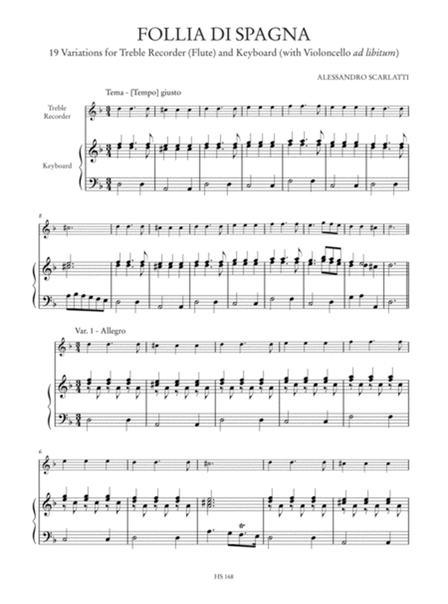 Follia di Spagna. 19 Variations for Treble Recorder (Flute) and Keyboard (with Violoncello ad libitum) image number null
