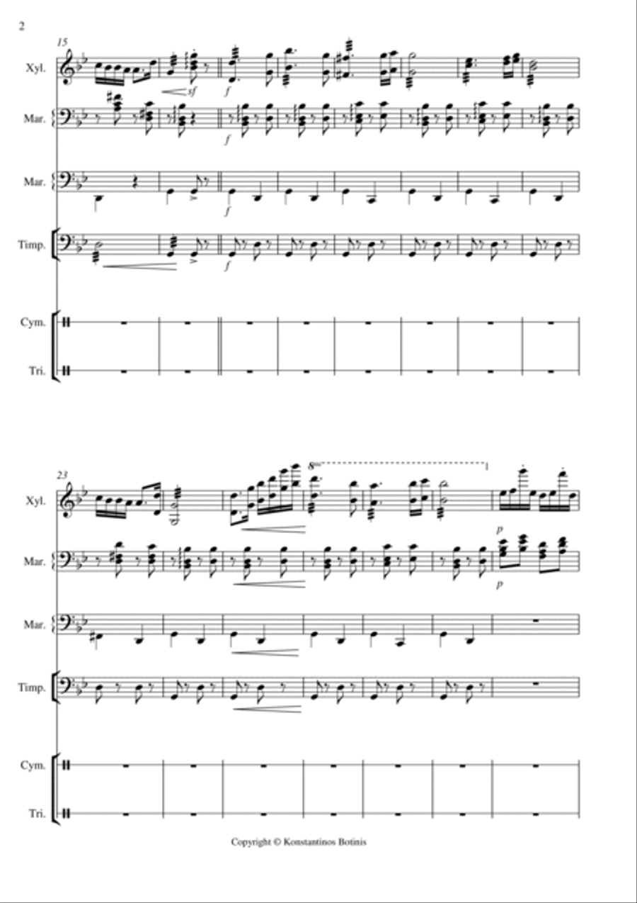 J.Brahms Hungarian Dance No5 for percussion quintet Percussion scores gallery preview page 2