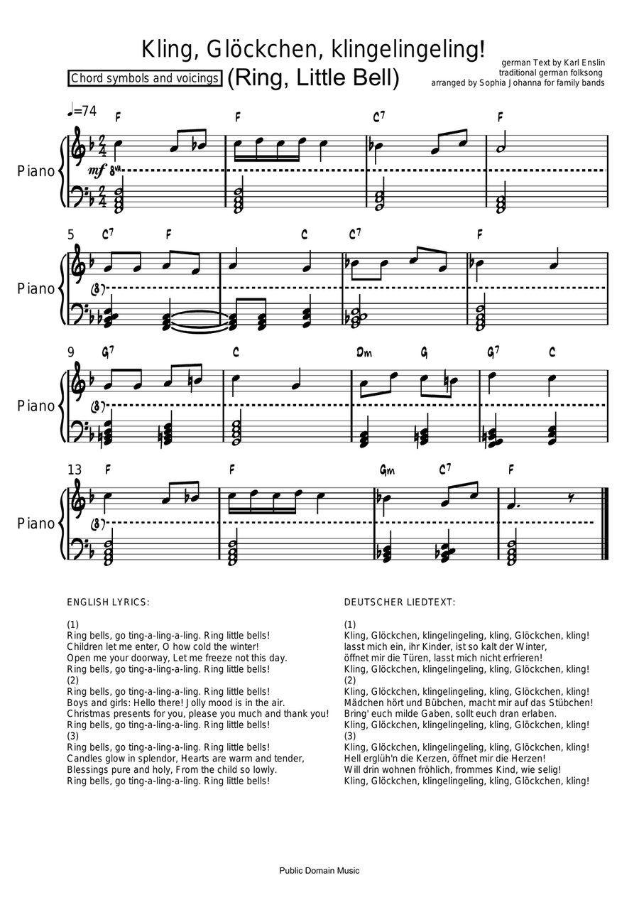Kling, Glöckchen, kling! - family band Piano, Vocal scores gallery preview page 4