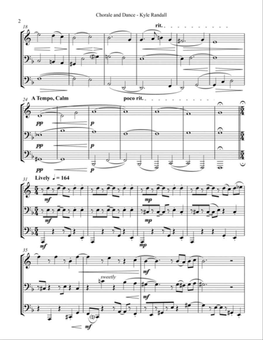 Chorale and Dance for low brass trio Brass Trio scores gallery preview page 4