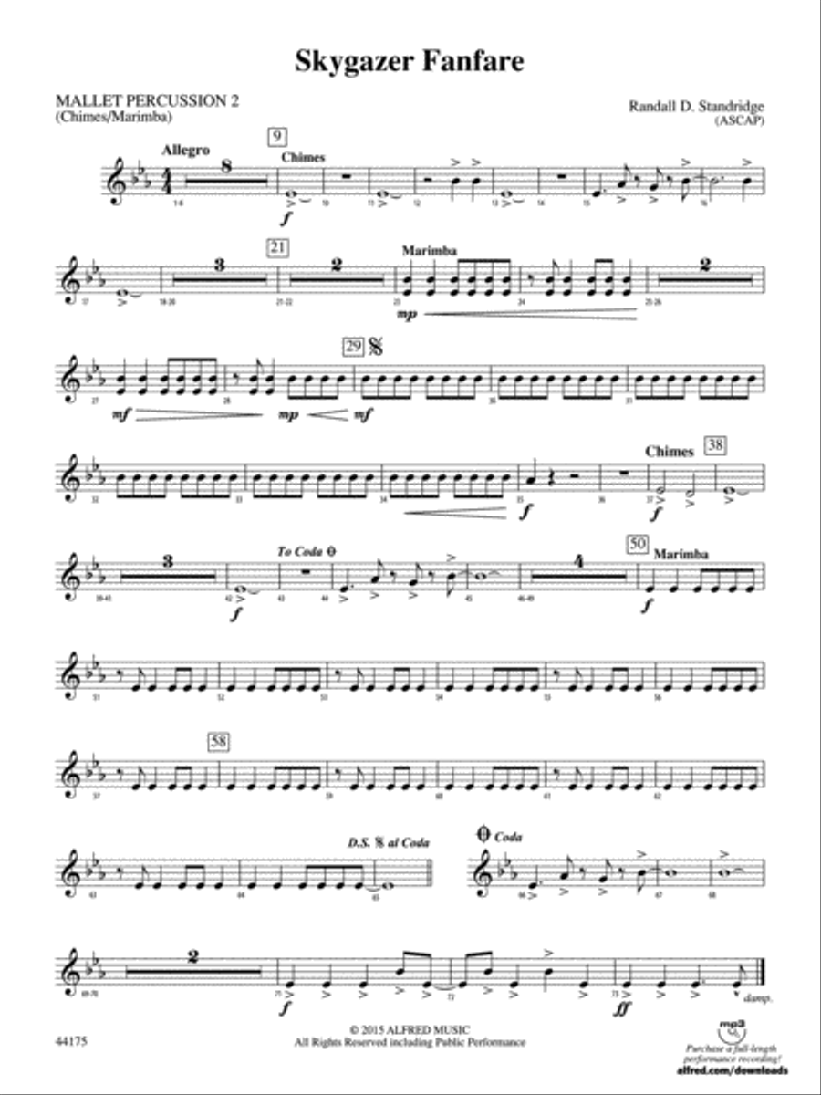 Skygazer Fanfare: 2nd Mallet Percussion Concert Band scores gallery preview page 1