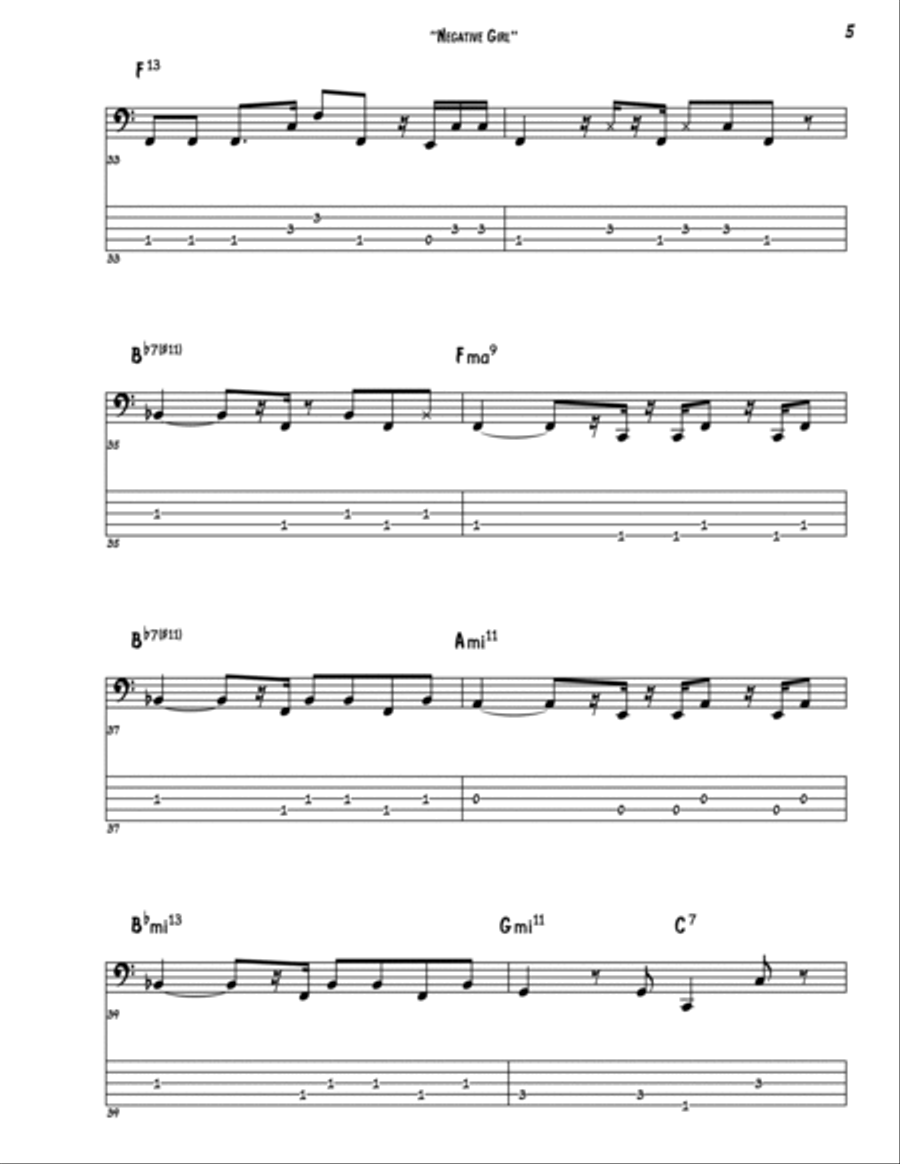 Negative Girl Negative Girl Bass Guitar scores gallery preview page 5
