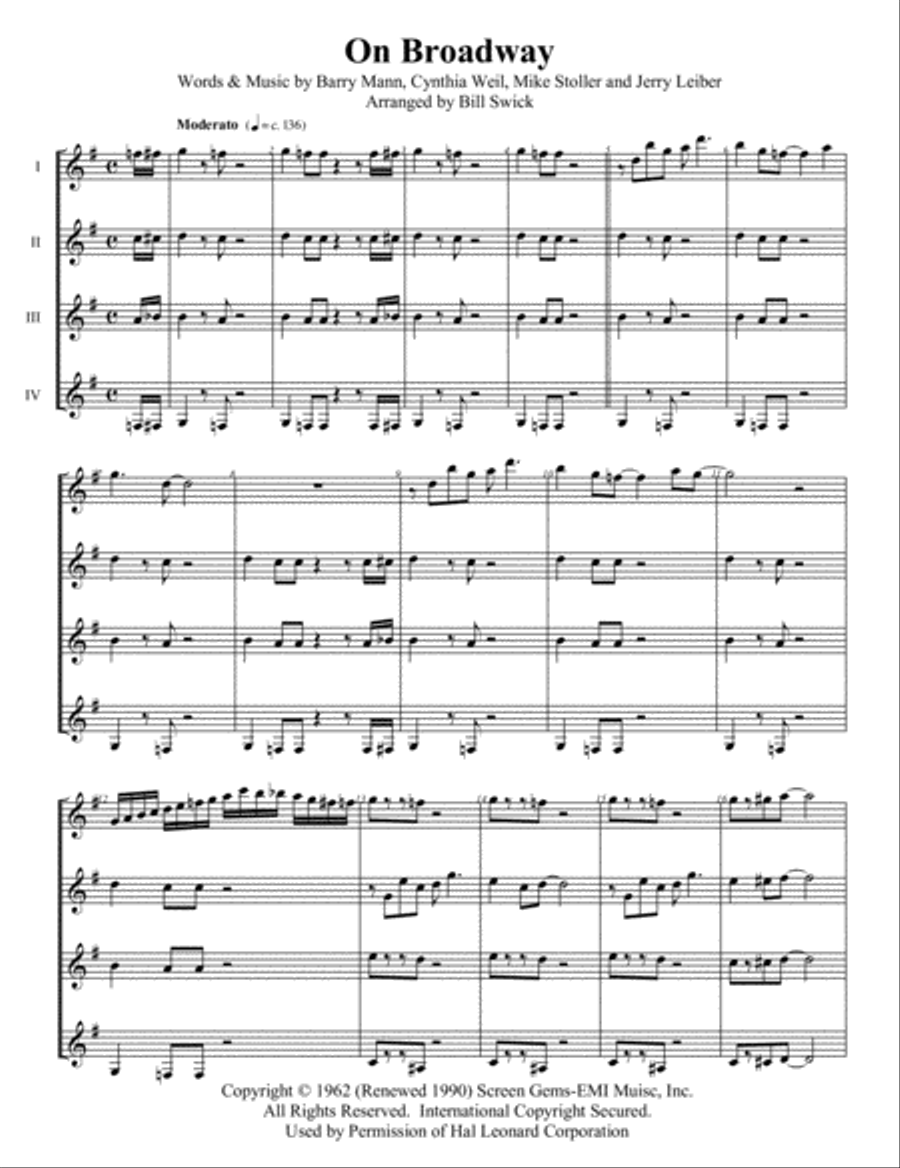 On Broadway Guitar scores gallery preview page 1