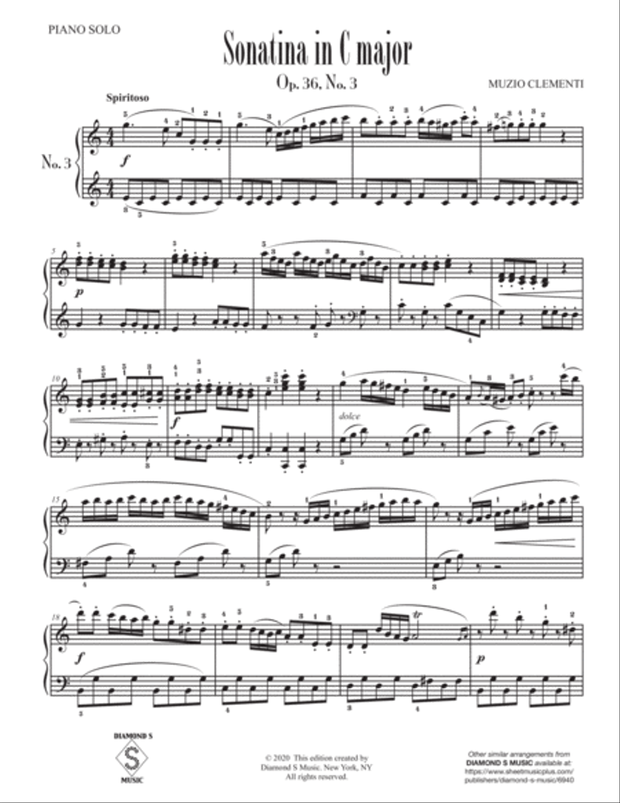 Piano Sonatina No.3 in C major, Op. 36 - Clementi - Piano Solo Piano Solo scores gallery preview page 5