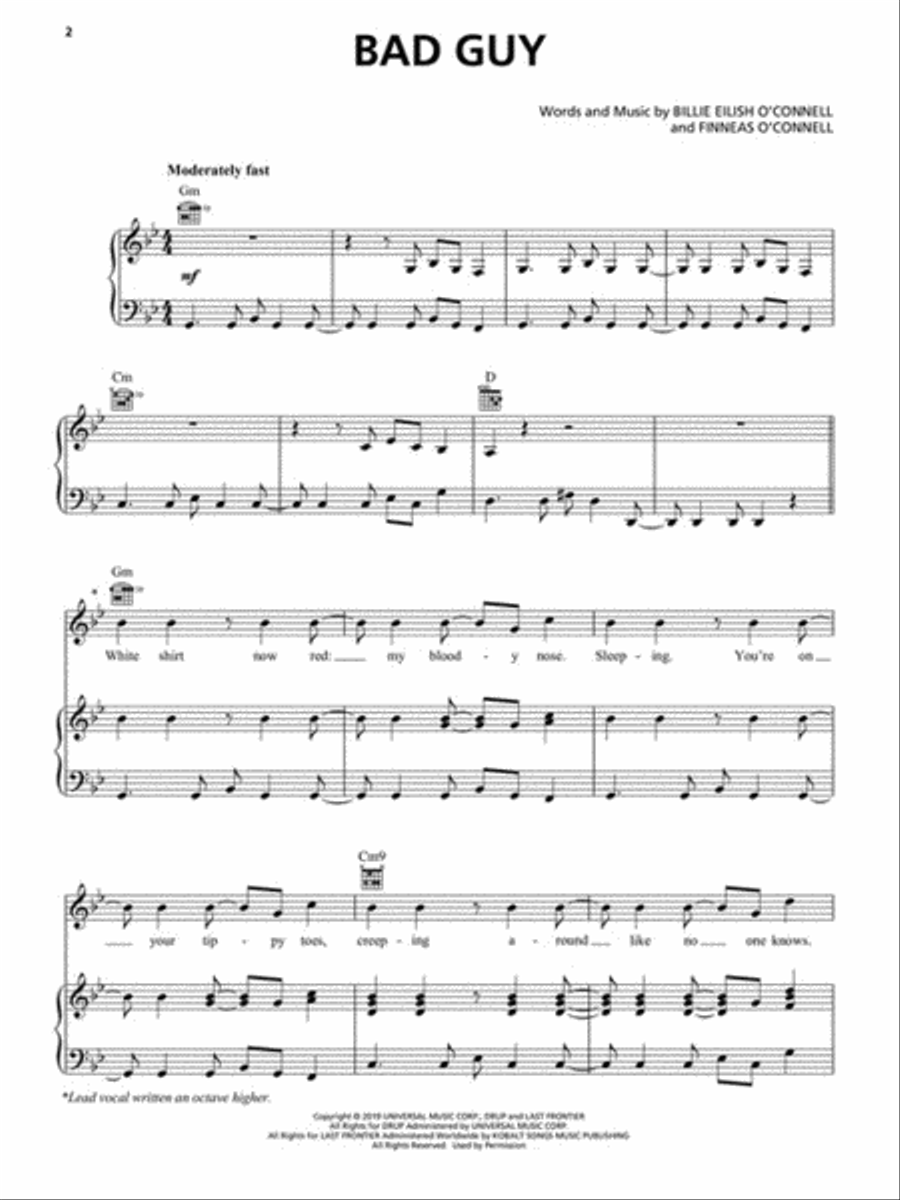 Billie Eilish – When We All Fall Asleep, Where Do We Go? Piano, Vocal, Guitar scores gallery preview page 4