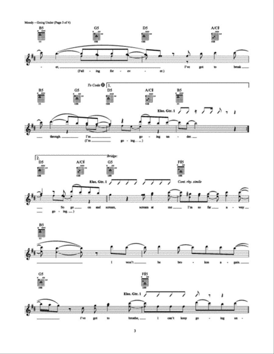 Going Under Going Under Electric Guitar scores gallery preview page 3
