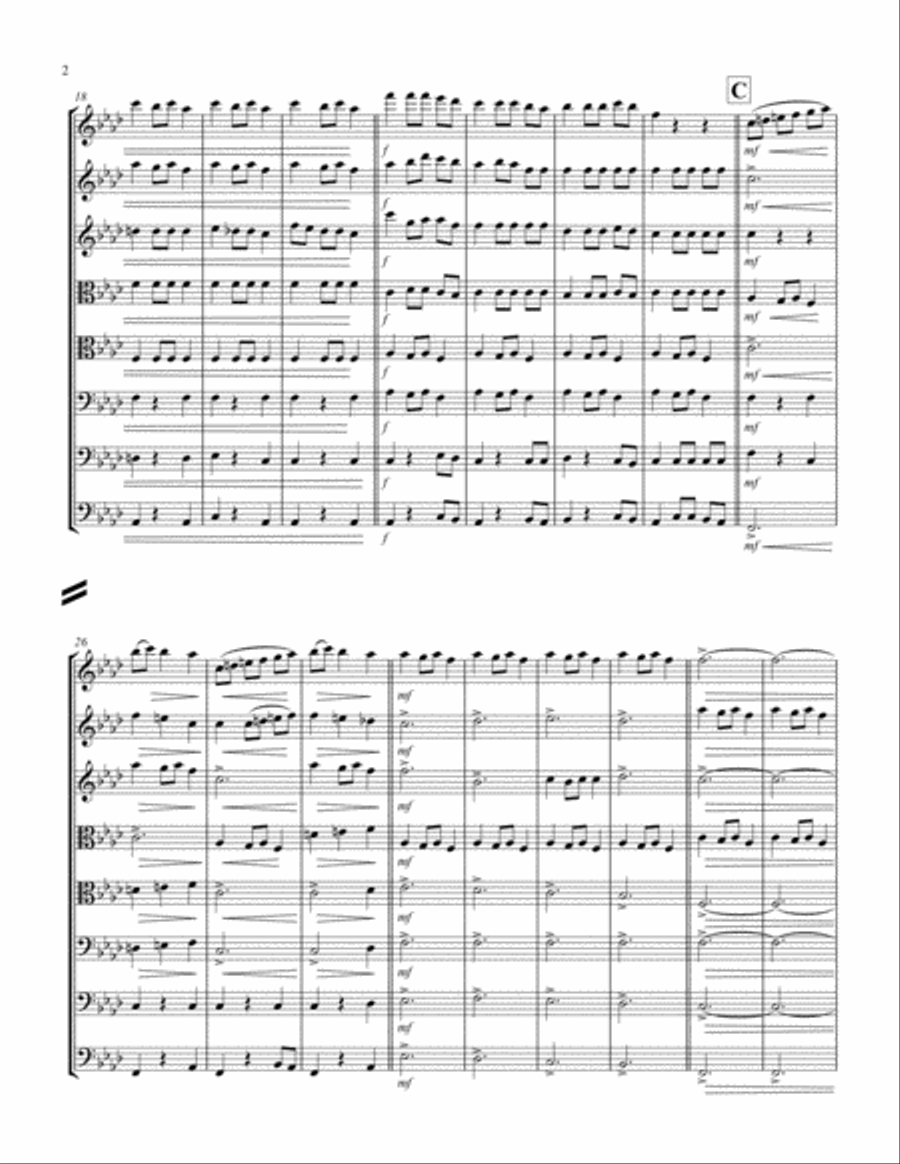 Carol of the Bells (F min) (String Octet - 3 Violin, 2 Viola, 3 Cello) Cello scores gallery preview page 2