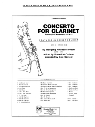 Book cover for Concerto For Clarinet/Rondo (Mvt. 3, K622)