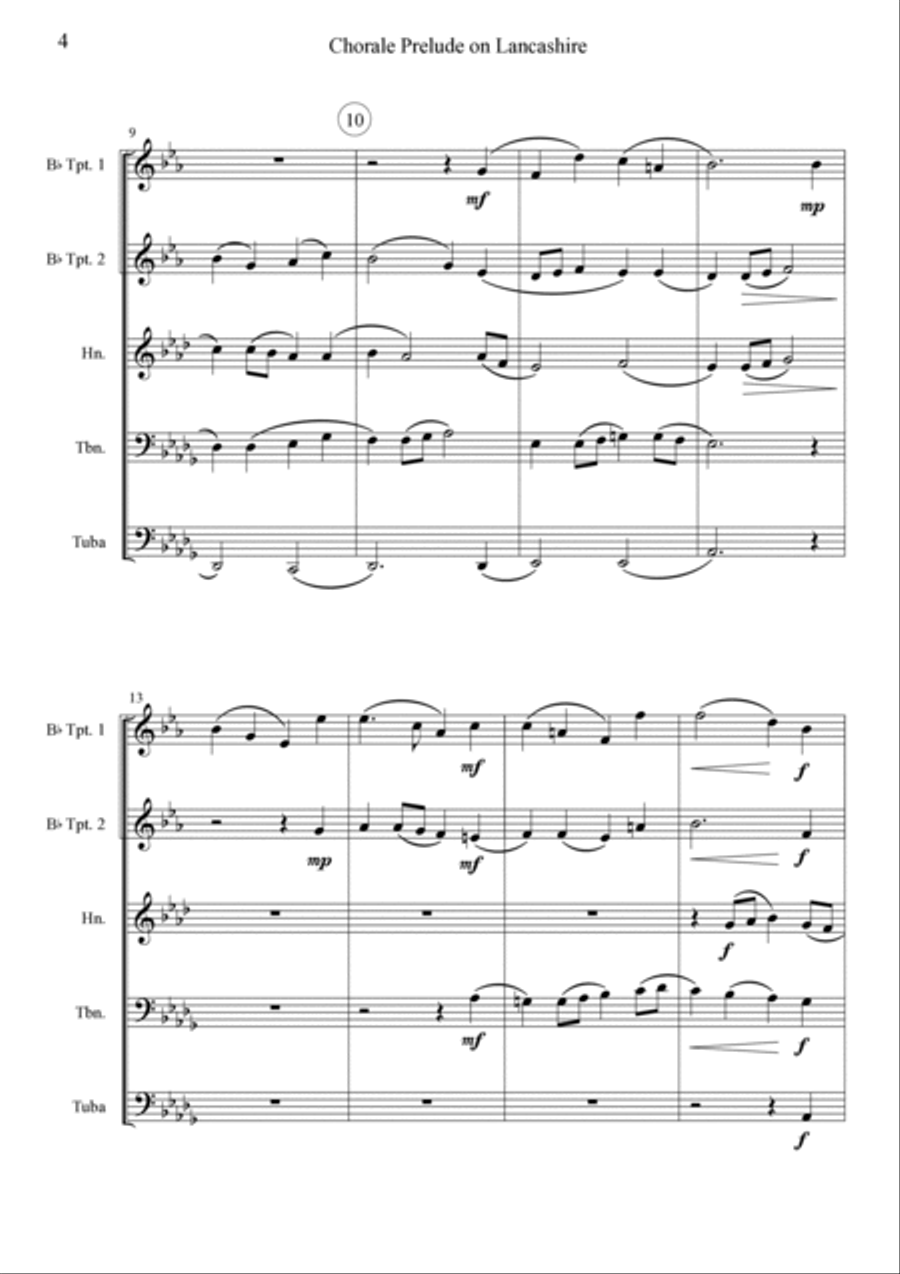 Chorale Prelude on Lancashire - Brass Quintet Brass Quintet scores gallery preview page 4