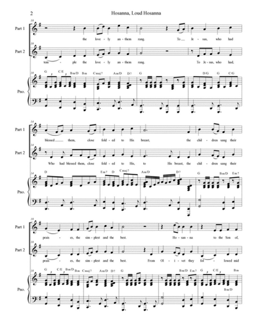 Hosanna, Loud Hosanna (with "Ride On, Ride On In Majesty!") (2-part choir) - Piano accompaniment image number null