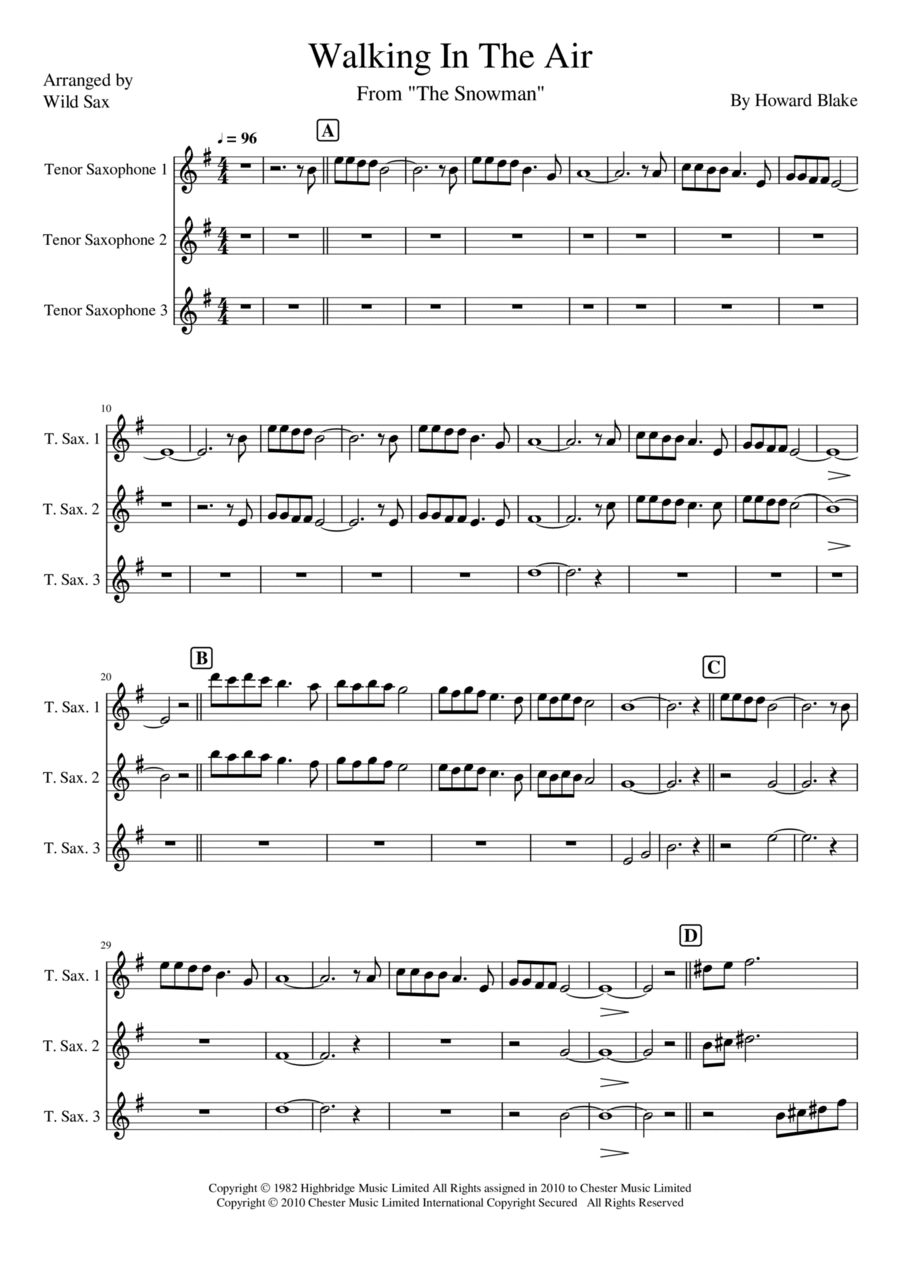 Walking In The Air Woodwind Duet scores gallery preview page 1