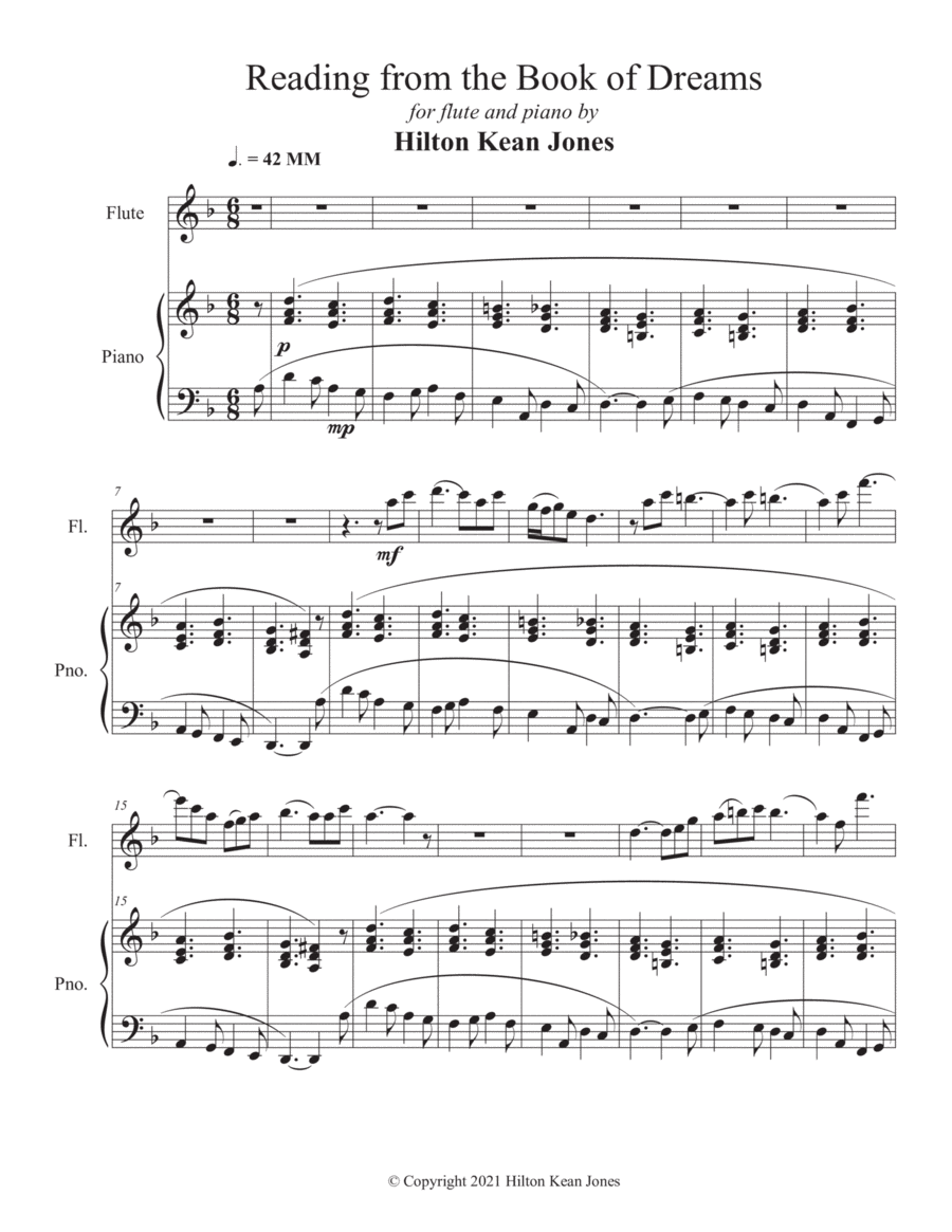 Reading from the Book of Dreams Flute Solo scores gallery preview page 1