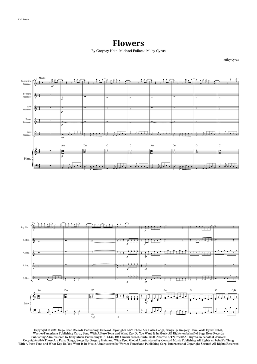 Flowers Recorder scores gallery preview page 1
