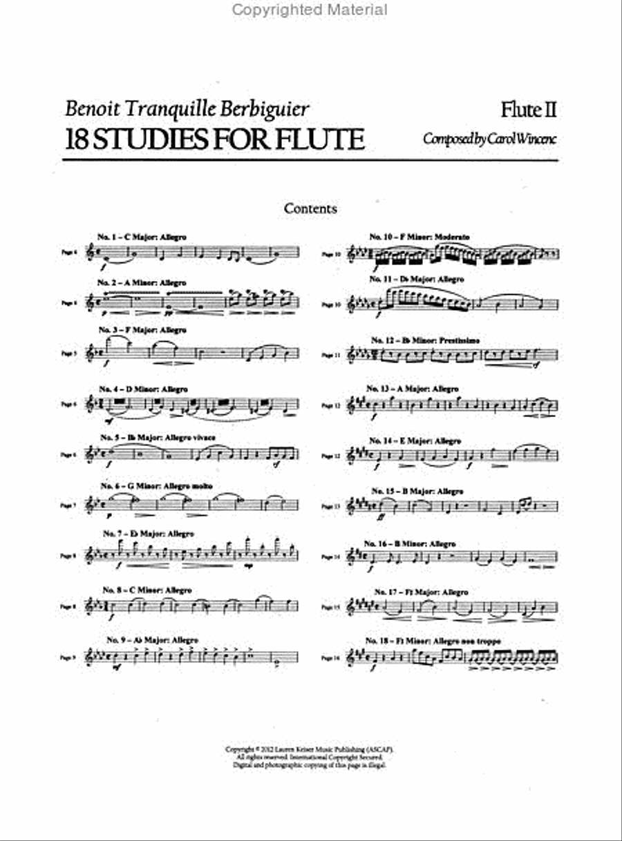 Benoit Tranquille Berbiguier – 18 Studies for Flute 2-Part scores gallery preview page 4