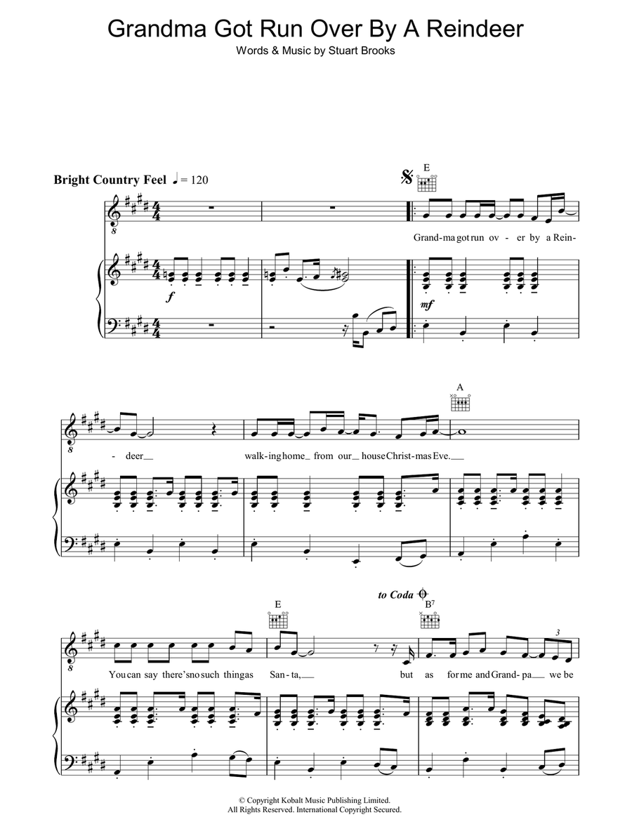 Grandma Got Run Over By A Reindeer Guitar scores gallery preview page 1