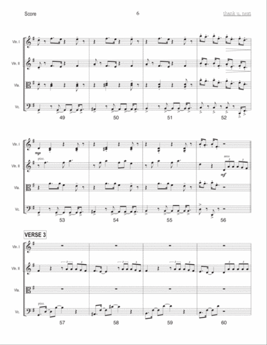 Thank U, Next Thank U, Next String Quartet scores gallery preview page 6