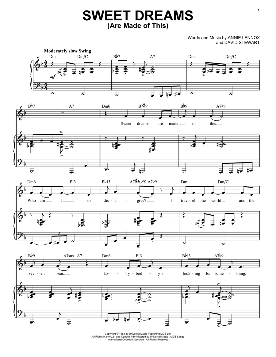Sweet Dreams (Are Made Of This) [Jazz version] (arr. Brent Edstrom) High Voice scores gallery preview page 1
