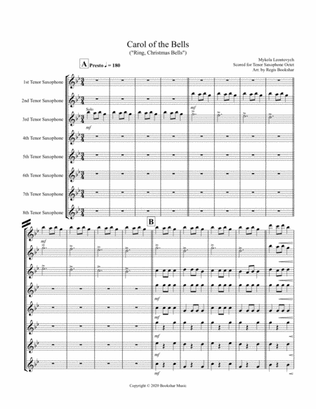 Carol of the Bells (F min) (Tenor Saxophone Octet)