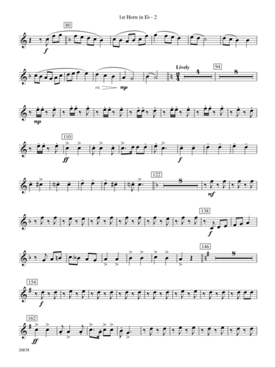 River Songs of the South: (World Part) 1st Horn in E-flat Concert Band scores gallery preview page 2