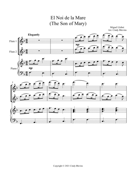 The Son Of Mary, Two Flutes and Piano image number null