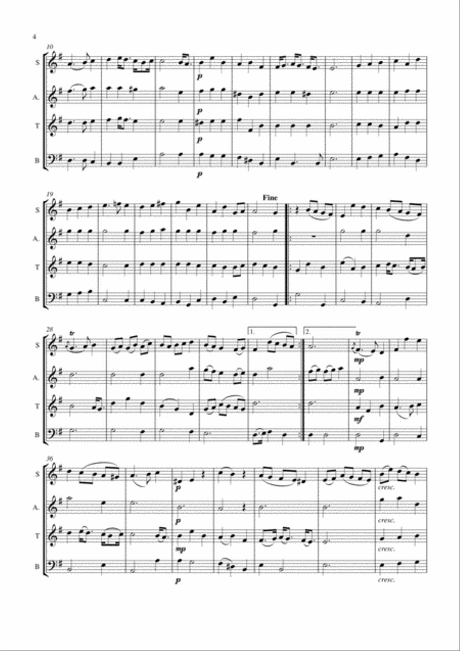 Music from 'King Arthur' by Henry Purcell. Small Ensemble scores gallery preview page 4