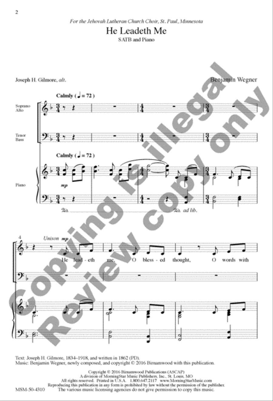 He Leadeth Me 4-Part scores gallery preview page 12