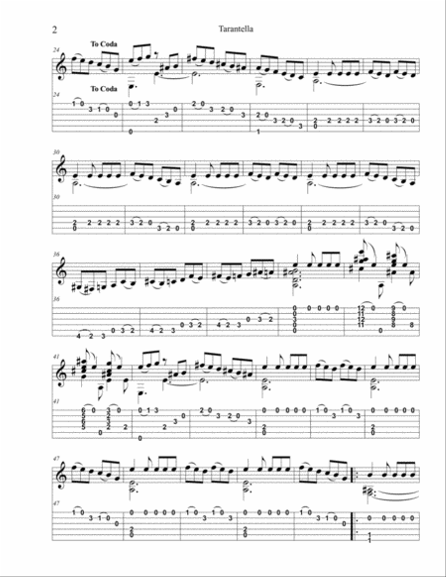 Tarantella Guitar Tablature scores gallery preview page 2