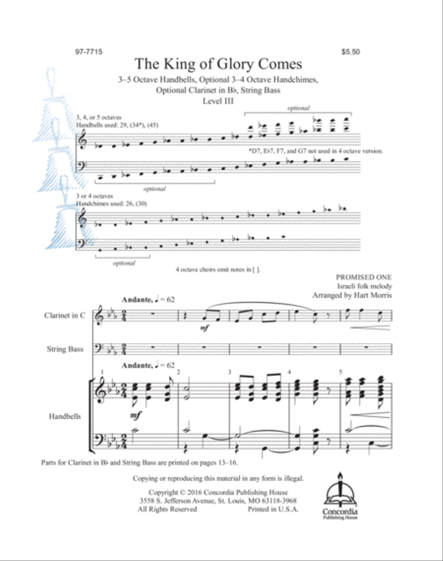 The King of Glory Comes Handbell Choir scores gallery preview page 2