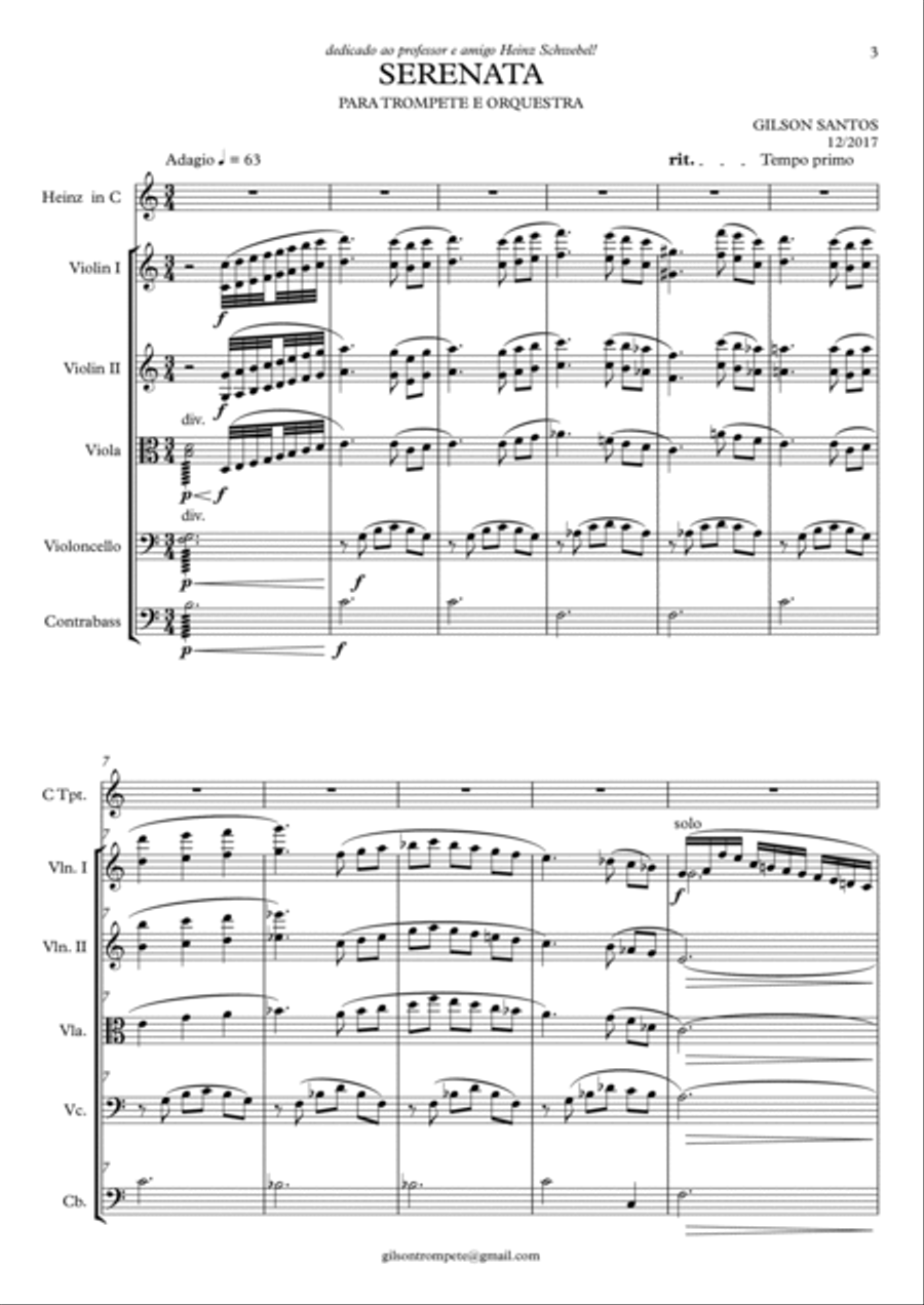 Serenade for Trumpet and String Orchestra Chamber Orchestra scores gallery preview page 6