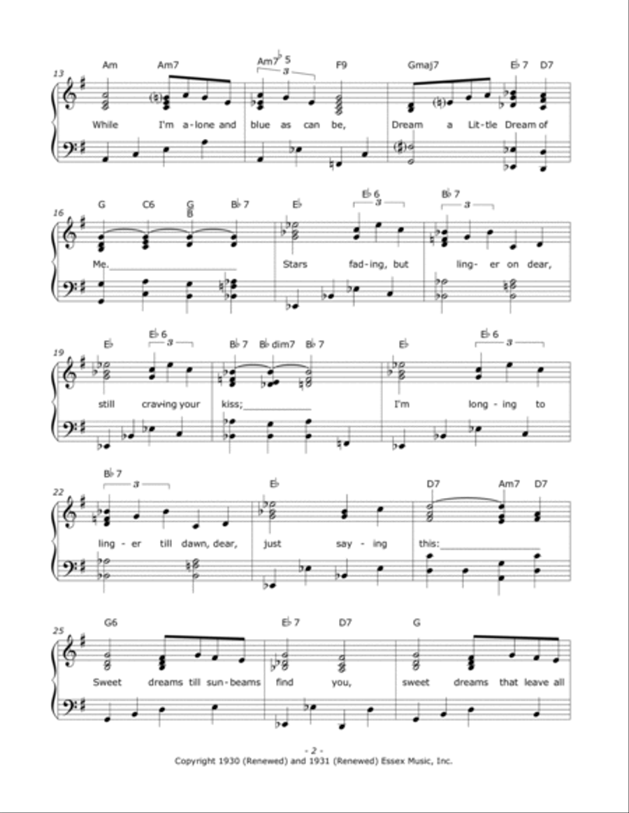 Dream A Little Dream Of Me Voice scores gallery preview page 2