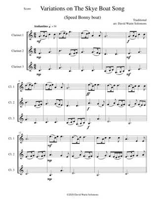 Variations on The Skye Boat Song (Speed bonny boat) for clarinet trio