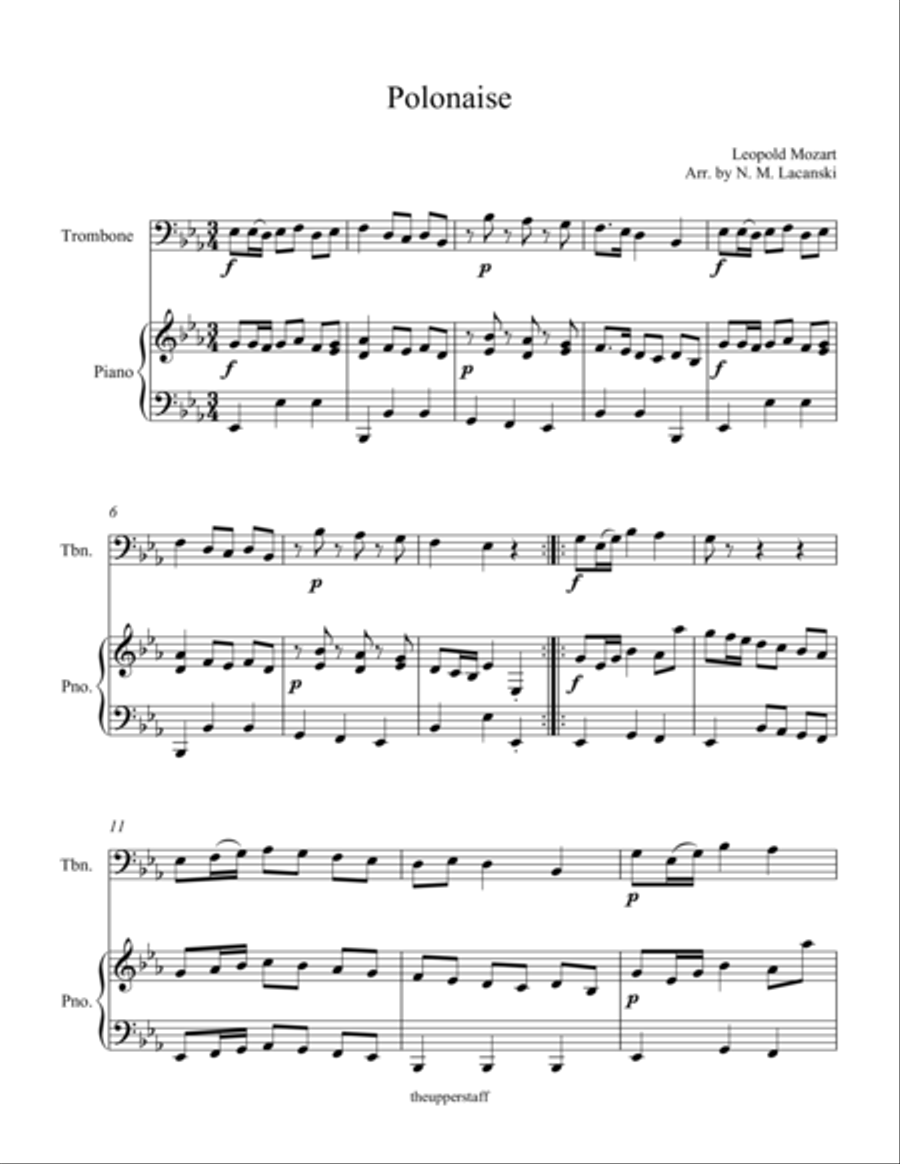 Polonaise Trombone Duet scores gallery preview page 1