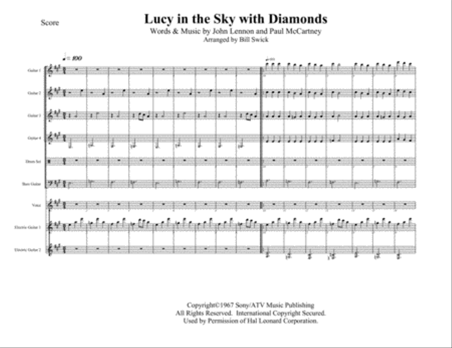 Lucy In The Sky With Diamonds Guitar scores gallery preview page 1