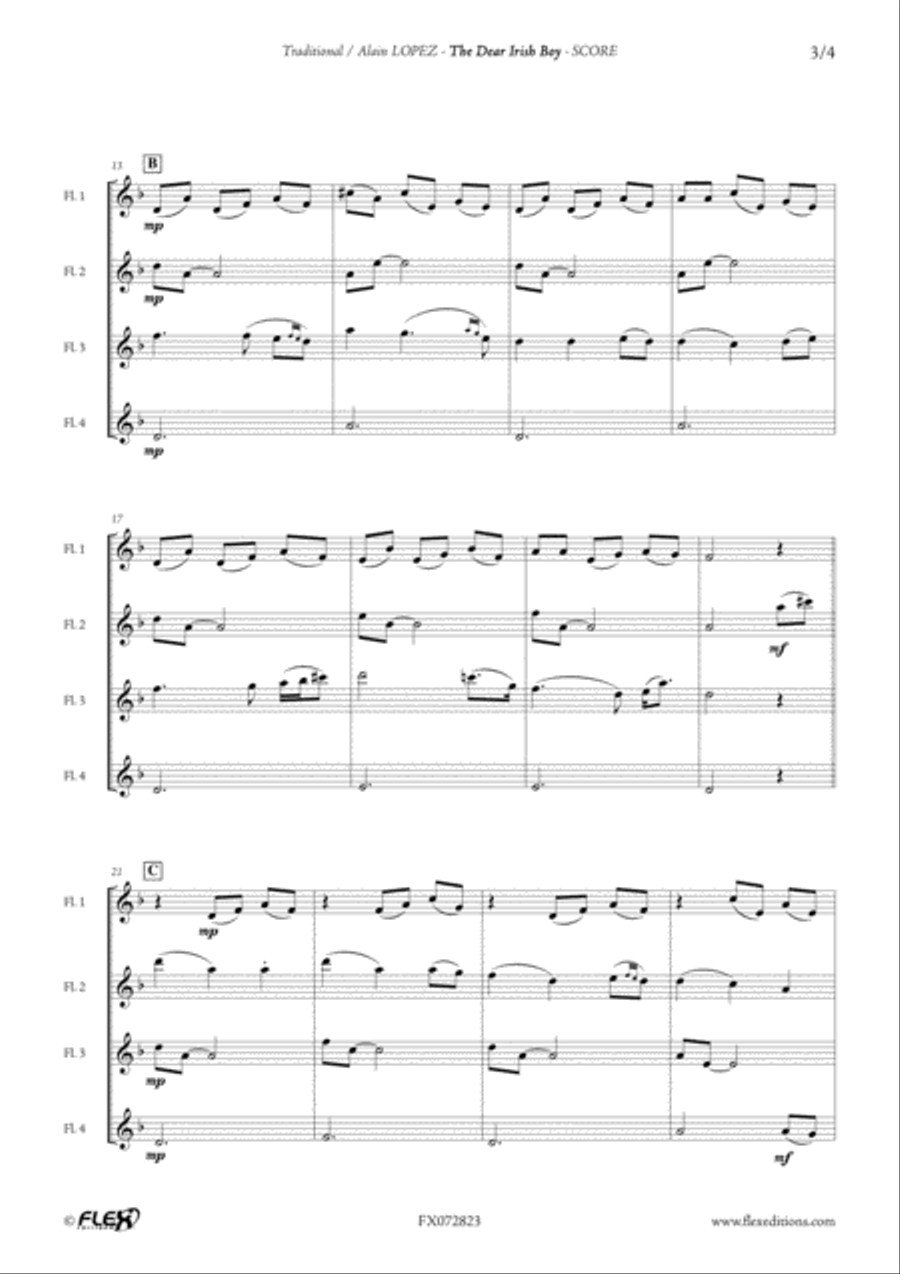 The Dear Irish Boy Flute Quartet scores gallery preview page 3