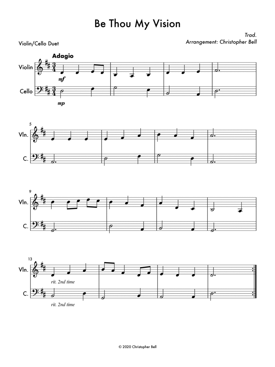 Be Thou My Vision - Violin/Cello Duet String Duet scores gallery preview page 1