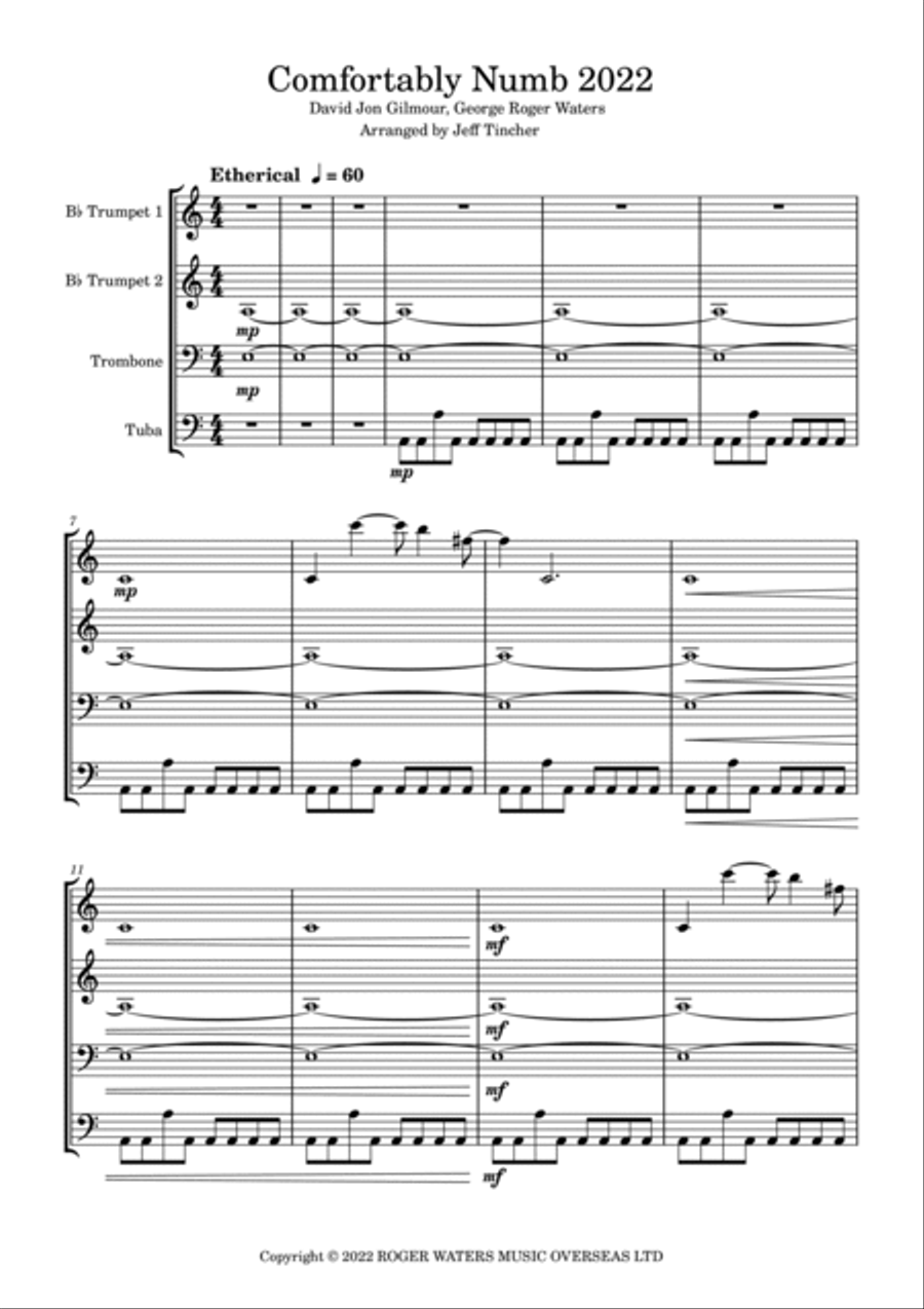 Comfortably Numb 2022 Brass Ensemble scores gallery preview page 2