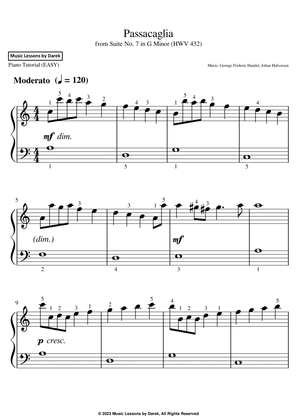 Book cover for Passacaglia (EASY PIANO) from Suite No. 7 in G Minor (HWV 432) [George Handel, Johan Halvorsen]