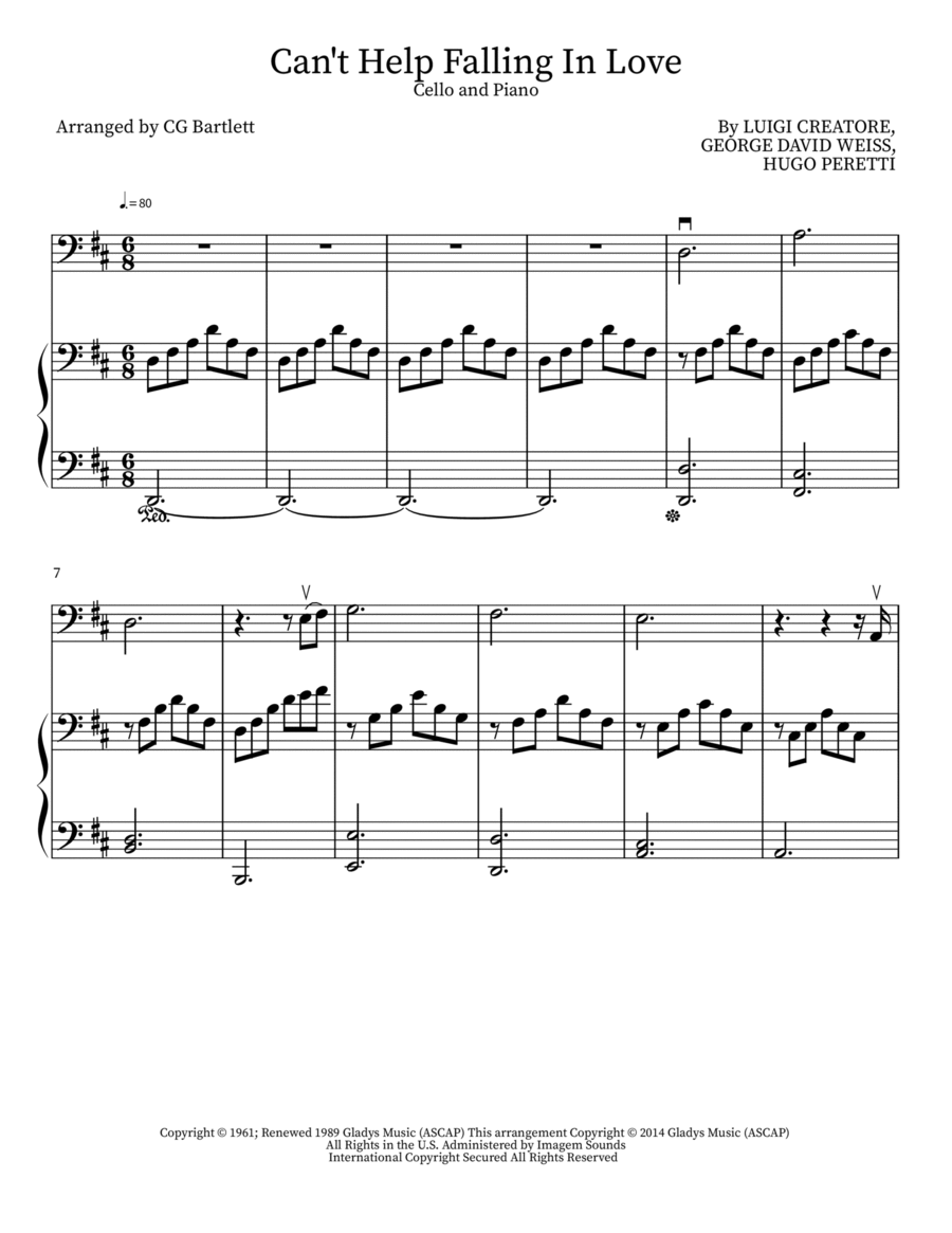 Can't Help Falling In Love Piano scores gallery preview page 1