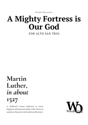 A Mighty Fortress is Our God by Luther for Alto Sax Trio