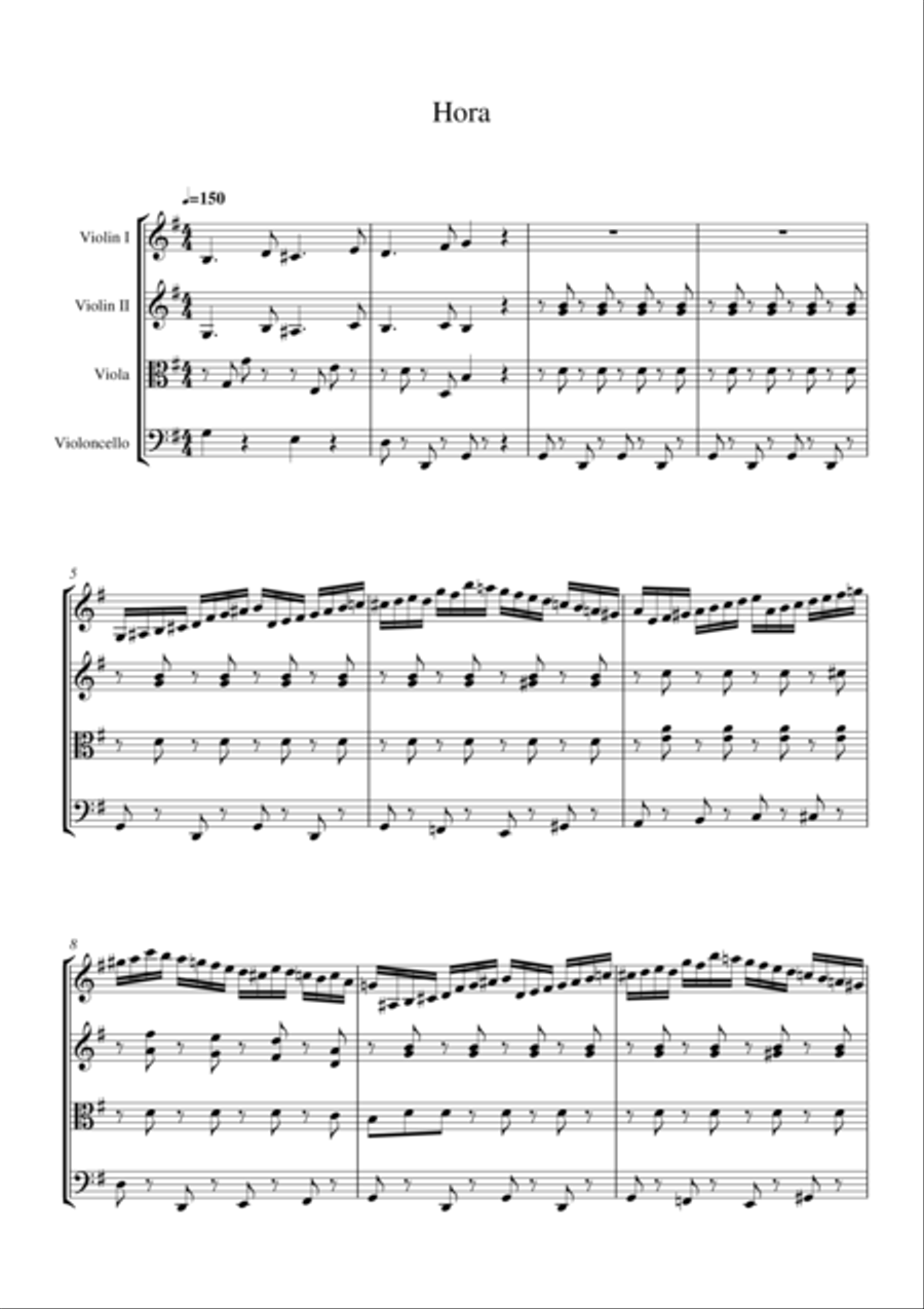 Hora dance Hora dance String Quartet scores gallery preview page 1
