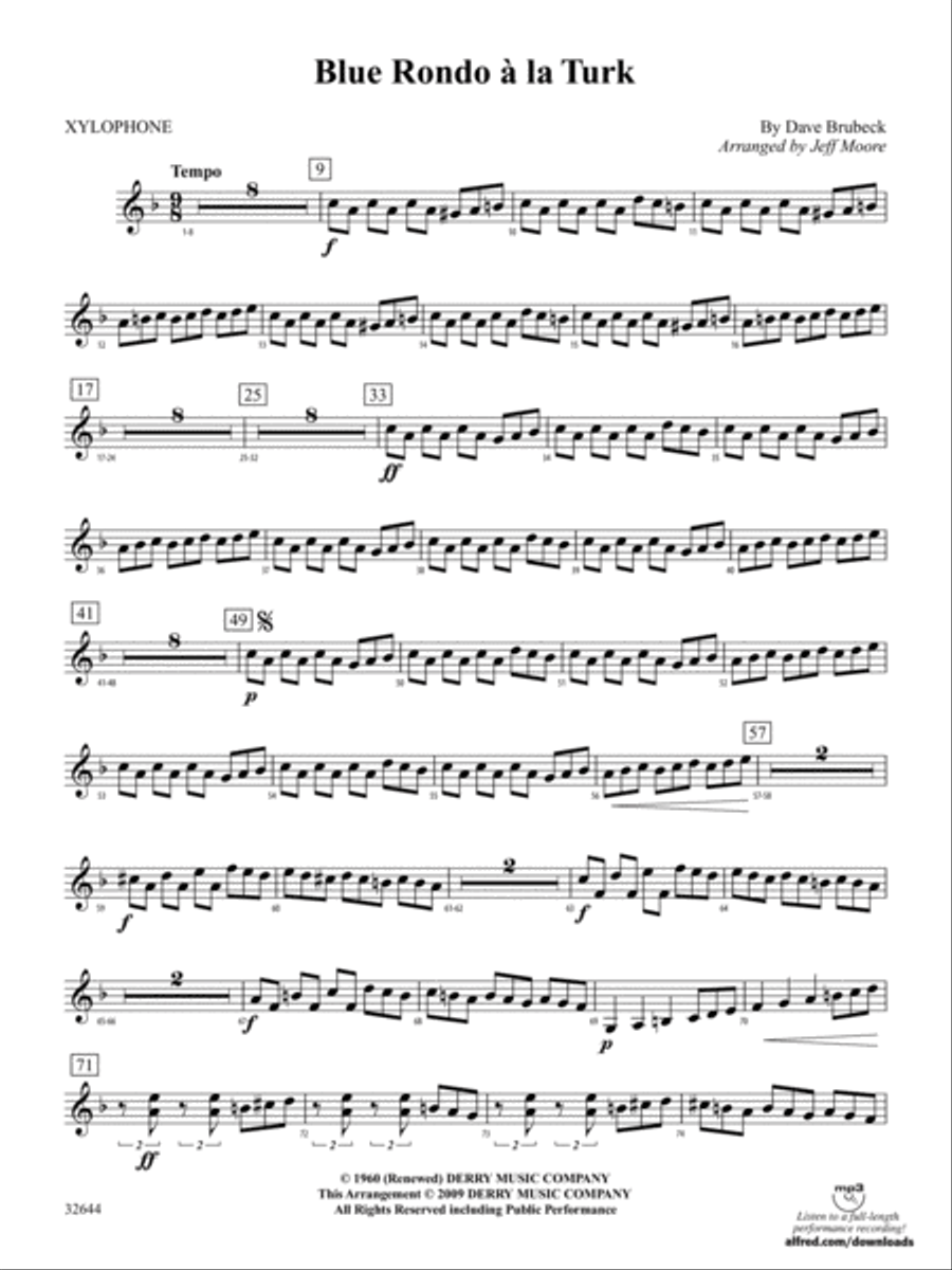Blue Rondo à la Turk: Xylophone Percussion Ensemble scores gallery preview page 1