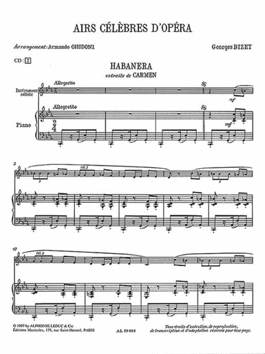 Airs Celebres D'operas Vol.1 (trumpet & Piano) Avec Cd Al29443