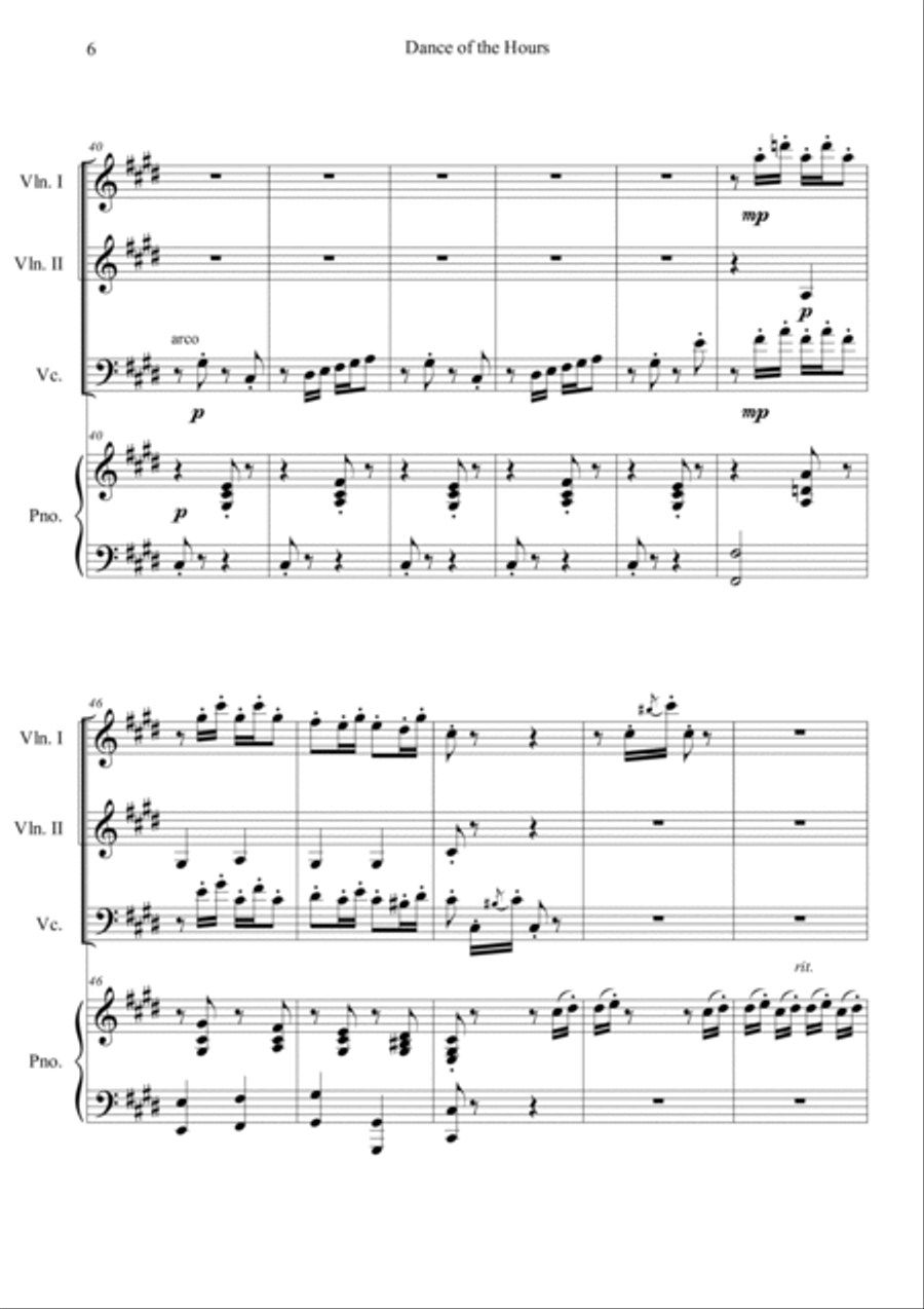 Dance of the Hours Piano Quartet scores gallery preview page 6