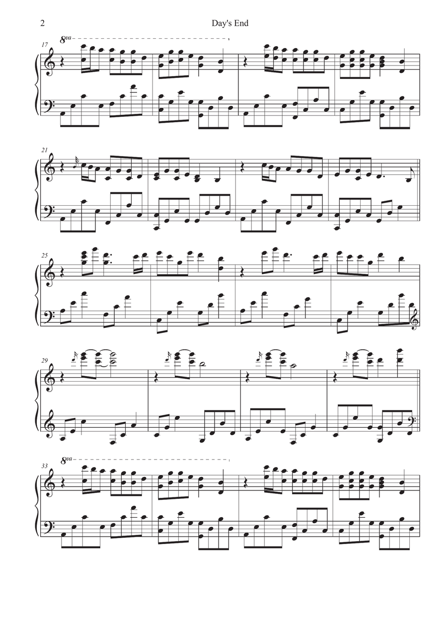 Day's End Easy Piano scores gallery preview page 2